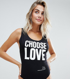 Боди из органического хлопка с принтом \Choose Love\" Help Refugees-Черный