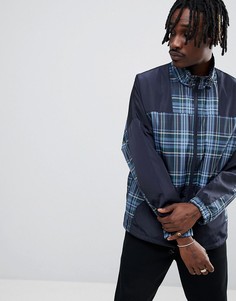 Темно-синяя спортивная ветровка в стиле колор блок ASOS DESIGN-Синий