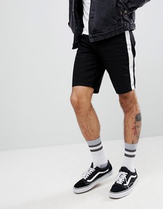 Черные облегающие джинсовые шорты с белыми полосками по бокам ASOS DESIGN-Черный