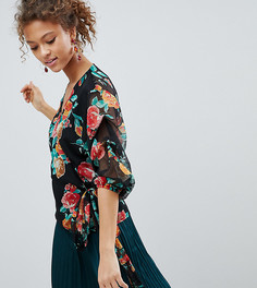 Блузка с запахом и цветочным принтом Miss Selfridge-Мульти