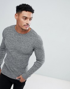 Черно-белый обтягивающий джемпер в рубчик ASOS DESIGN-Серый