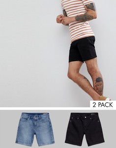 Черные джинсовые шорты скинни ASOS DESIGN-Мульти