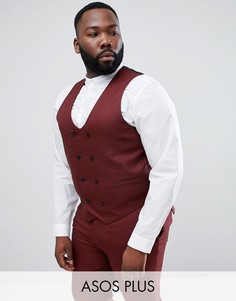 Облегающий фактурный жилет винного цвета ASOS DESIGN Plus wedding-Красный