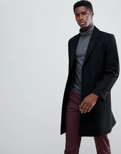 Полушерстяное черное пальто ASOS DESIGN-Черный