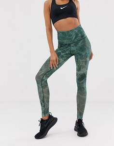 Сетчатые леггинсы мятного цвета Nike Training-Синий