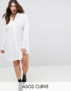 Хлопковое платье-рубашка мини ASOS DESIGN Curve-Белый