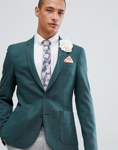 Зеленый приталенный блейзер с добавлением шерсти ASOS DESIGN Wedding