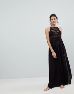 Пляжное платье макси с ажурной вставкой ASOS DESIGN Premium-Черный