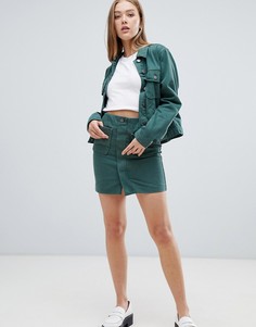 Зеленая выбеленная джинсовая юбка ASOS DESIGN-Зеленый