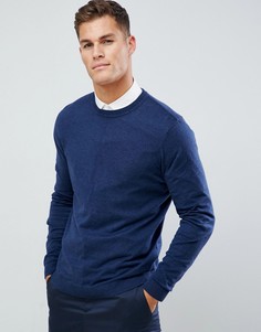Синий хлопковый джемпер ASOS DESIGN-Темно-синий