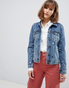 Джинсовая рубашка с вышивкой в виде полумесяца Maison Scotch-Синий