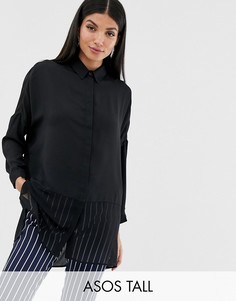 Рубашка с длинными рукавами и прозрачными вставками ASOS DESIGN Tall-Черный