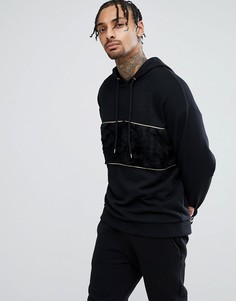 Oversize-худи черного цвета со вставкой из искусственного меха ASOS-Черный