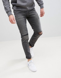 Черные джинсы скинни в винтажном стиле с рваной отделкой ASOS DESIGN-Черный