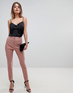 Облегающие брюки с завышенной талией ASOS-Розовый