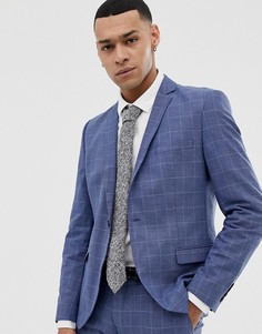 Темно-синий пиджак скинни в клетку Selected Homme