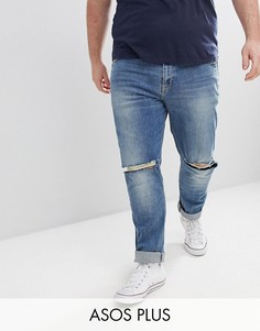 Джинсы скинни с рваной отделкой ASOS DESIGN Plus-Синий