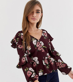 Блузка с запахом и цветочным принтом Miss Selfridge Petite-Мульти