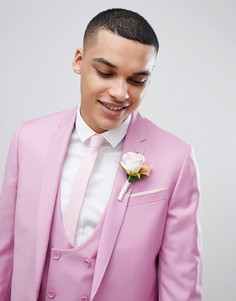 Розовый приталенный пиджак из 100% шерсти ASOS DESIGN Wedding