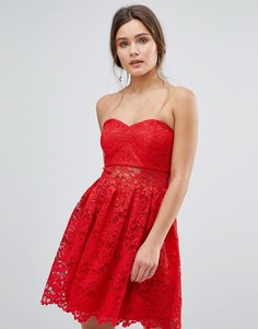 Кружевное платье-бандо мини ASOS-Красный