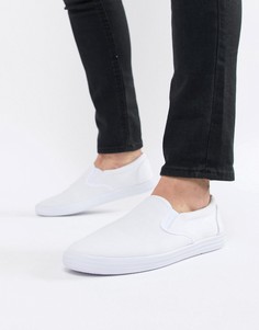 Белые парусиновые кеды-слипоны ASOS DESIGN-Белый