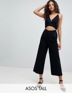 Хлопковый комбинезон с вырезами ASOS DESIGN Tall-Черный