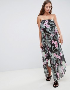 Пляжное платье макси с тропическим принтом ASOS DESIGN-Мульти
