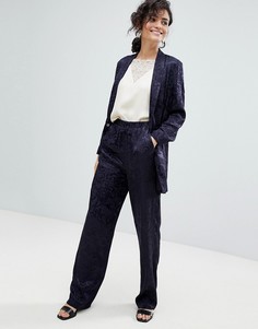 Мягкие жаккардовые брюки ASOS Tailored-Темно-синий