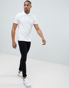 Облегающее поло из пике белого цвета с логотипом Jack & Jones Essentials-Белый