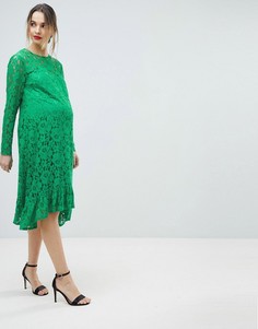 Свободное кружевное платье миди ASOS DESIGN Maternity-Зеленый