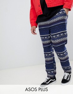 Фестивальные синие зауженные брюки с эластичным поясом ASOS DESIGN Plus-Синий