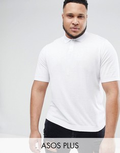 Белое обтягивающее трикотажное поло ASOS PLUS-Белый