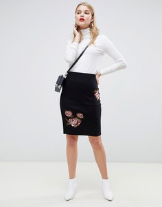 Черная мини-юбка с цветочным принтом Vero Moda-Черный