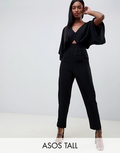 Комбинезон с рукавами-кимоно и широкими брюками ASOS DESIGN Tall-Черный