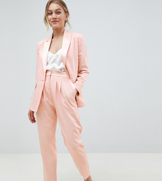 Суженные книзу брюки с контрастной атласной отделкой ASOS DESIGN Petite Tailored-Розовый