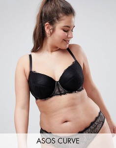 Кружевной бюстгальтер с вкладками ASOS CURVE Carmen-Черный