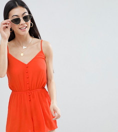 Ромпер на пуговицах ASOS DESIGN Petite-Красный
