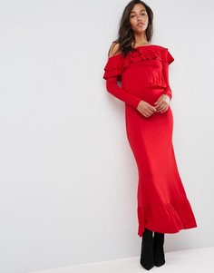 Платье макси на одно плечо ASOS Salsa-Красный