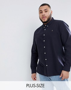 Темно-синяя приталенная оксфордская рубашка Farah Brewer-Темно-синий