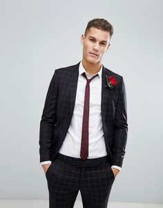 Черный пиджак в клетку River Island Wedding