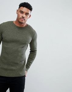 Облегающий джемпер в рубчик цвета хаки ASOS DESIGN-Зеленый