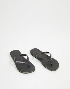 Черные шлепанцы с логотипом Havaianas Brasil-Черный