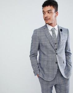 Облегающий пиджак в клетку Harry Brown Wedding-Синий