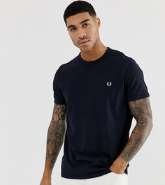 Темно-синяя футболка из ткани пике с круглым вырезом и логотипом Fred Perry эксклюзивно для ASOS-Темно-синий