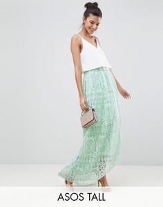 Кружевная юбка макси для выпускного ASOS DESIGN Tall-Желтый