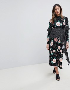 Чайное платье миди с принтом ASOS MATERNITY-Мульти