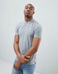 Светло-серое облегающее поло из пике с логотипом Jack & Jones Essentials-Серый