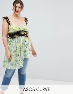 Эксклюзивный топ с цветочным принтом ASOS CURVE-Мульти