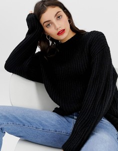 Джемпер в рубчик с круглым вырезом ASOS DESIGN-Черный