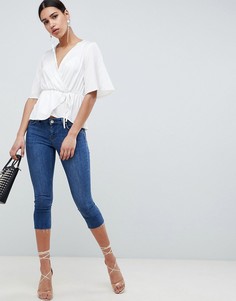 Джинсы скинни капри с заниженной талией ASOS DESIGN Whitby-Синий